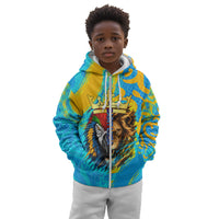 Saint Lucia Kings Cricket Kid Hoodie Crowned Lion And Parrot Half Style