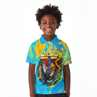 Saint Lucia Kings Cricket Kid Polo Shirt Crowned Lion And Parrot Half Style