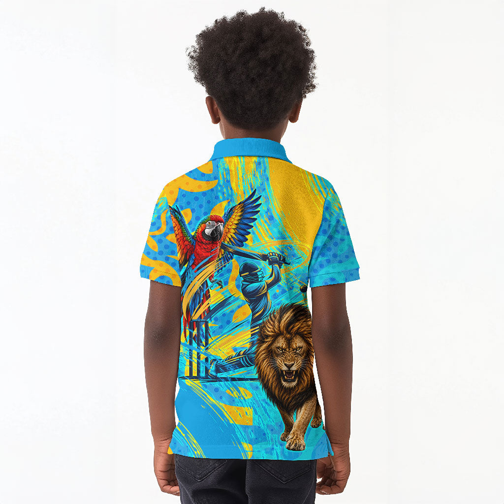 Saint Lucia Kings Cricket Kid Polo Shirt Crowned Lion And Parrot Half Style