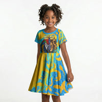 Saint Lucia Kings Cricket Kid Short Sleeve Dress Crowned Lion And Parrot Half Style