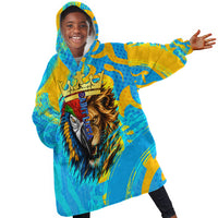 Saint Lucia Kings Cricket Kid Wearable Blanket Hoodie Crowned Lion And Parrot Half Style