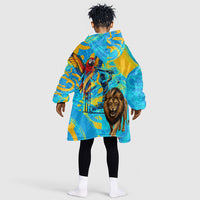 Saint Lucia Kings Cricket Kid Wearable Blanket Hoodie Crowned Lion And Parrot Half Style