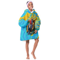Saint Lucia Kings Cricket Kid Wearable Blanket Hoodie Crowned Lion And Parrot Half Style
