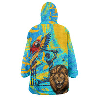Saint Lucia Kings Cricket Kid Wearable Blanket Hoodie Crowned Lion And Parrot Half Style