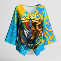 Saint Lucia Kings Cricket Kimono Sleeve Blouse Crowned Lion And Parrot Half Style
