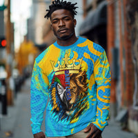 Saint Lucia Kings Cricket Long Sleeve Shirt Crowned Lion And Parrot Half Style