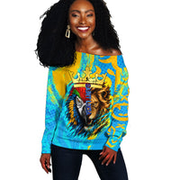 Saint Lucia Kings Cricket Off Shoulder Sweater Crowned Lion And Parrot Half Style