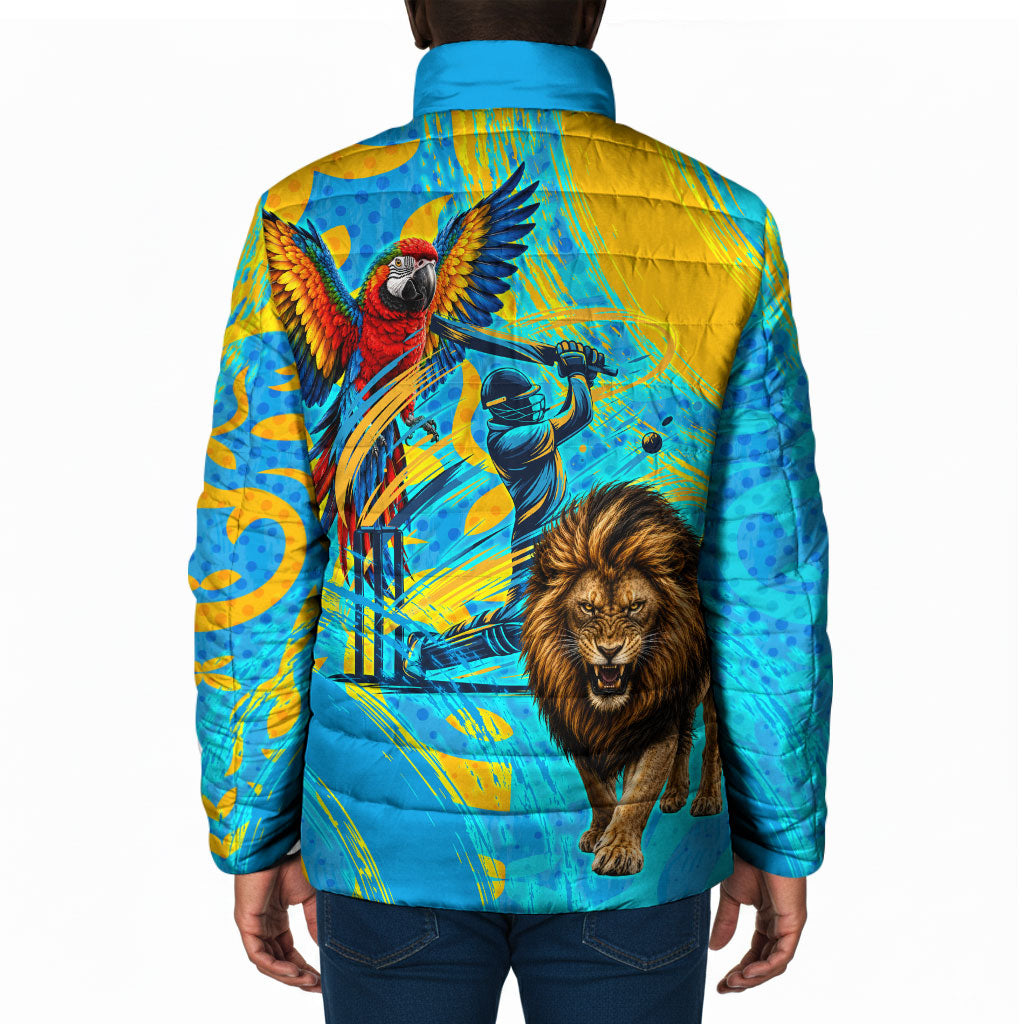 Saint Lucia Kings Cricket Padded Jacket Crowned Lion And Parrot Half Style