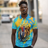 Saint Lucia Kings Cricket Polo Shirt Crowned Lion And Parrot Half Style