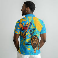 Saint Lucia Kings Cricket Polo Shirt Crowned Lion And Parrot Half Style