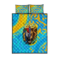 Saint Lucia Kings Cricket Quilt Bed Set Crowned Lion And Parrot Half Style