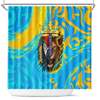 Saint Lucia Kings Cricket Shower Curtain Crowned Lion And Parrot Half Style