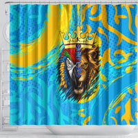 Saint Lucia Kings Cricket Shower Curtain Crowned Lion And Parrot Half Style