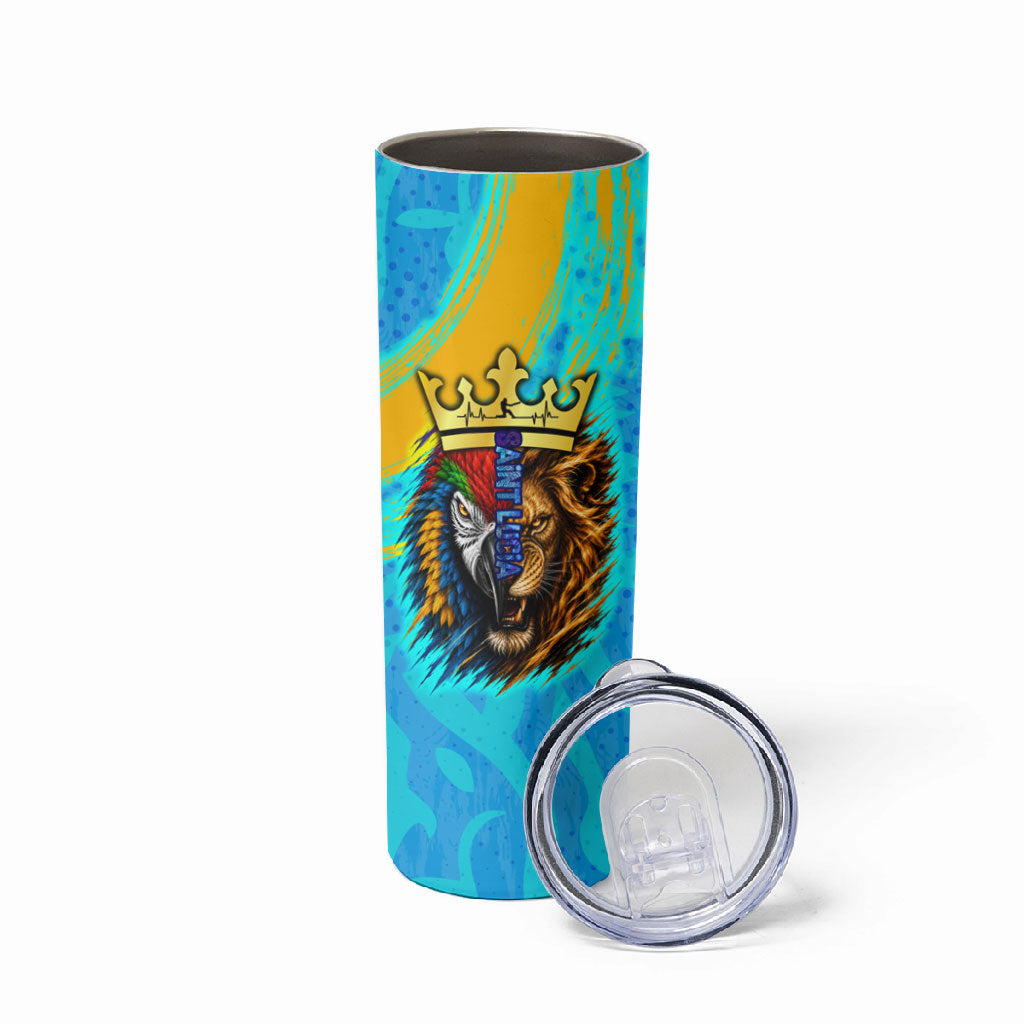 Saint Lucia Kings Cricket Skinny Tumbler Crowned Lion And Parrot Half Style