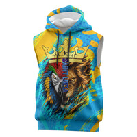 Saint Lucia Kings Cricket Sleeveless Hoodie Crowned Lion And Parrot Half Style