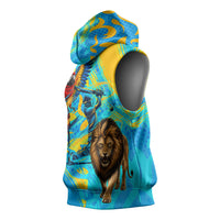 Saint Lucia Kings Cricket Sleeveless Hoodie Crowned Lion And Parrot Half Style