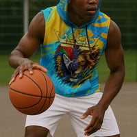 Saint Lucia Kings Cricket Sleeveless Hoodie Crowned Lion And Parrot Half Style