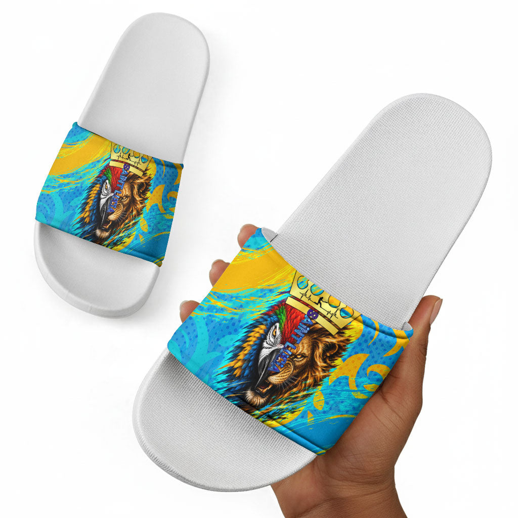 Saint Lucia Kings Cricket Slide Sandals Crowned Lion And Parrot Half Style