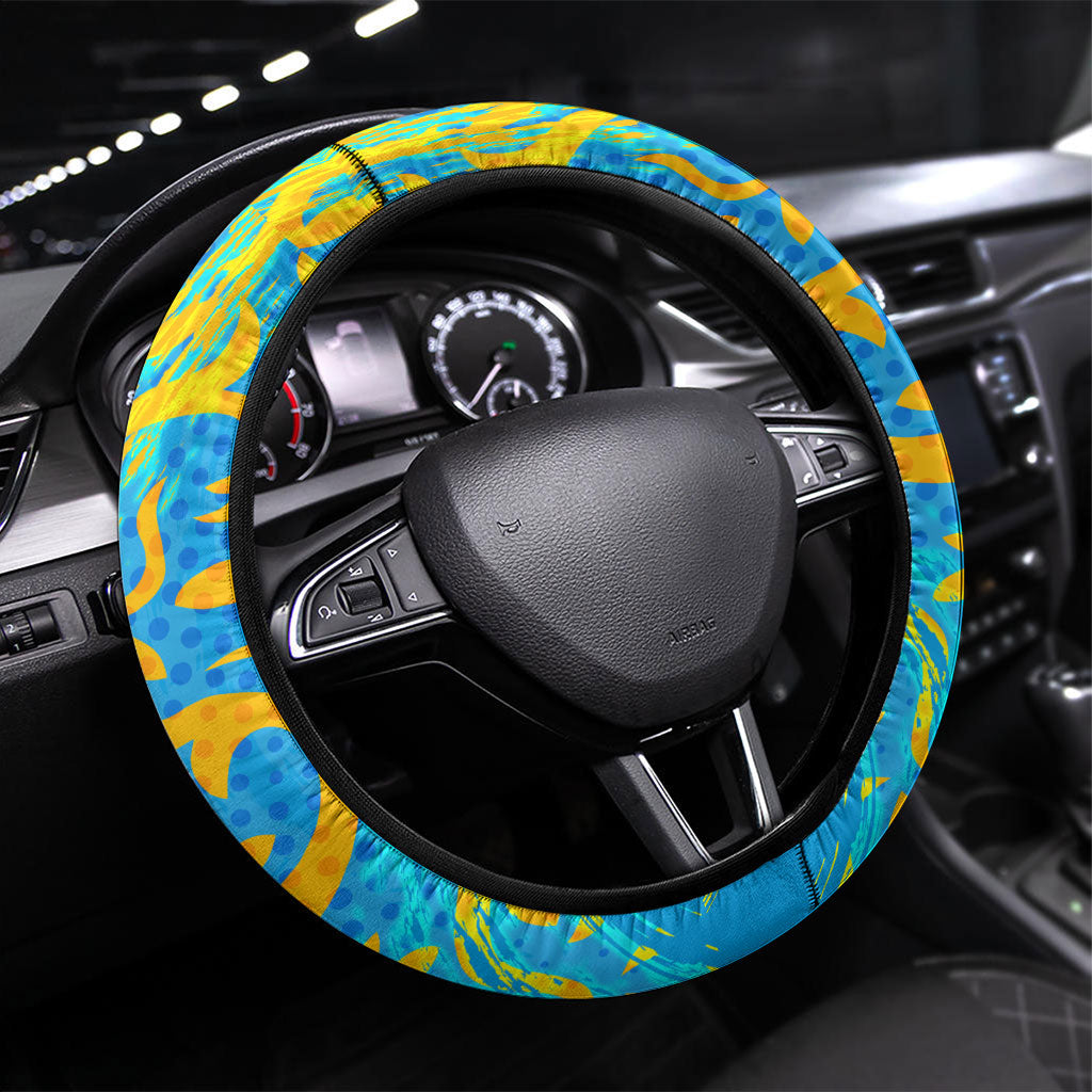 Saint Lucia Kings Cricket Steering Wheel Cover Crowned Lion And Parrot Half Style
