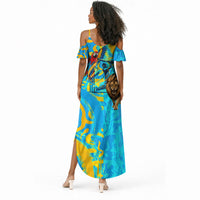 Saint Lucia Kings Cricket Summer Maxi Dress Crowned Lion And Parrot Half Style