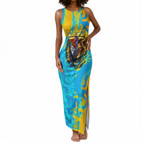 Saint Lucia Kings Cricket Tank Maxi Dress Crowned Lion And Parrot Half Style