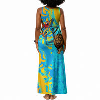 Saint Lucia Kings Cricket Tank Maxi Dress Crowned Lion And Parrot Half Style