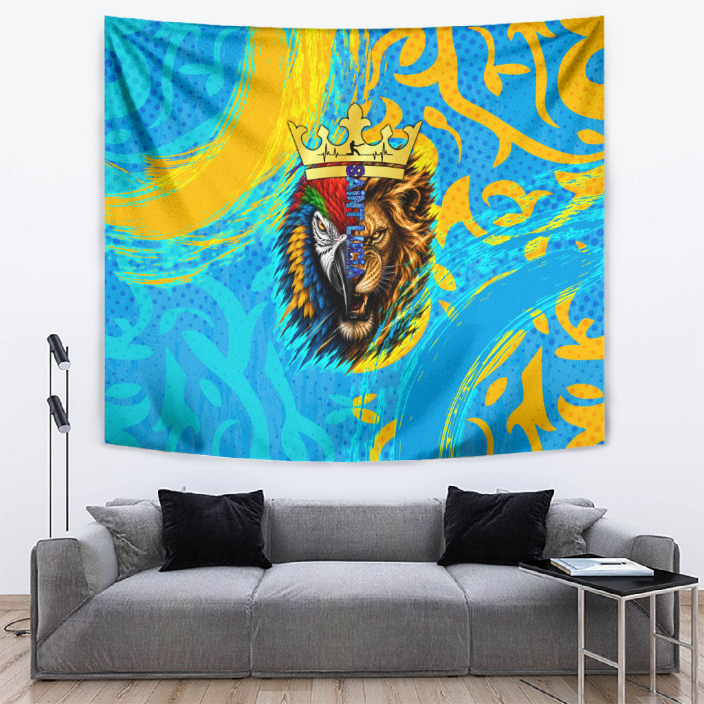 Saint Lucia Kings Cricket Tapestry Crowned Lion And Parrot Half Style
