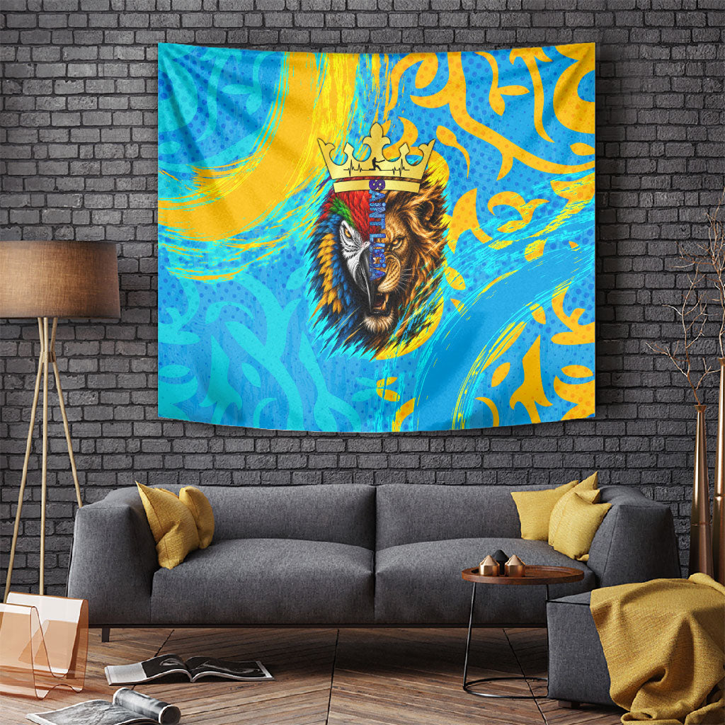 Saint Lucia Kings Cricket Tapestry Crowned Lion And Parrot Half Style
