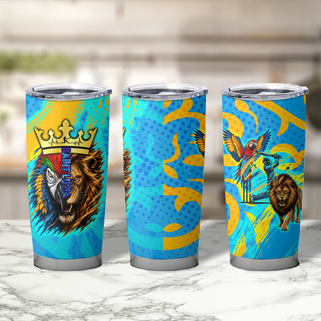 Saint Lucia Kings Cricket Tumbler Cup Crowned Lion And Parrot Half Style