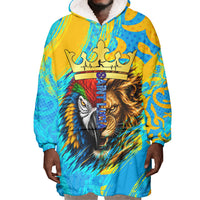 Saint Lucia Kings Cricket Wearable Blanket Hoodie Crowned Lion And Parrot Half Style