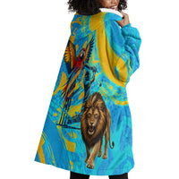 Saint Lucia Kings Cricket Wearable Blanket Hoodie Crowned Lion And Parrot Half Style