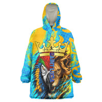Saint Lucia Kings Cricket Wearable Blanket Hoodie Crowned Lion And Parrot Half Style