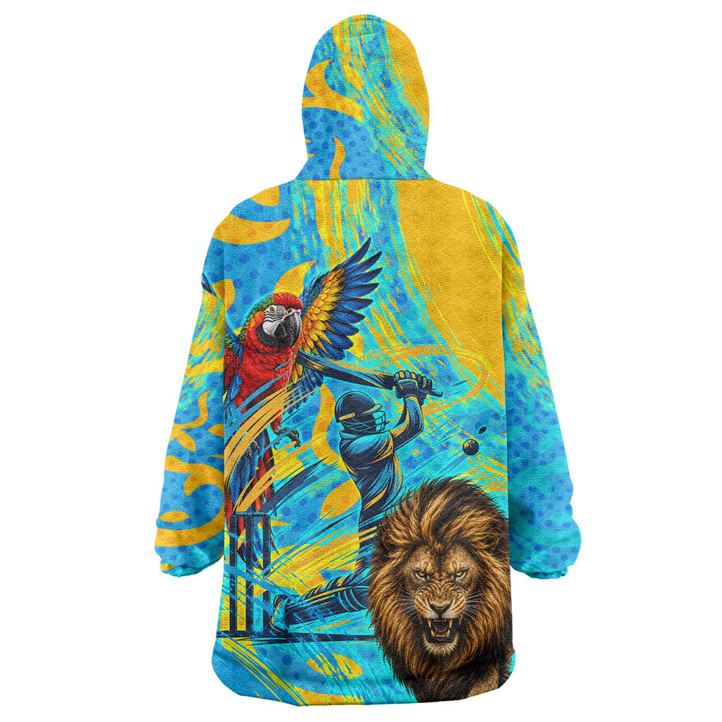 Saint Lucia Kings Cricket Wearable Blanket Hoodie Crowned Lion And Parrot Half Style