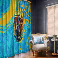 Saint Lucia Kings Cricket Window Curtain Crowned Lion And Parrot Half Style