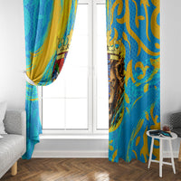 Saint Lucia Kings Cricket Window Curtain Crowned Lion And Parrot Half Style