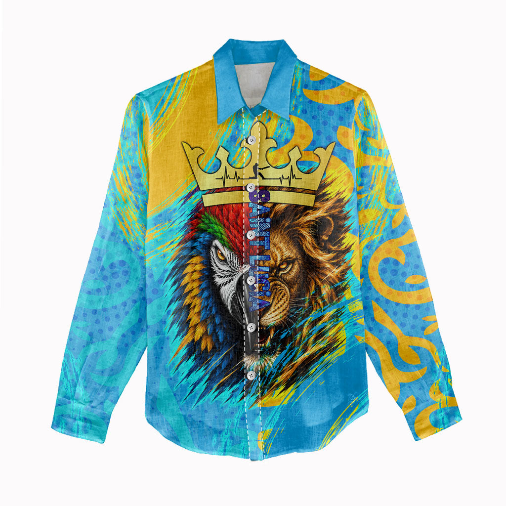 Saint Lucia Kings Cricket Women Casual Shirt Crowned Lion And Parrot Half Style