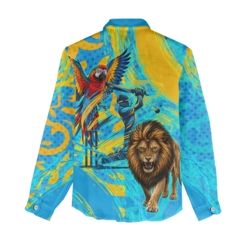 Saint Lucia Kings Cricket Women Casual Shirt Crowned Lion And Parrot Half Style