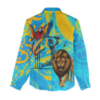 Saint Lucia Kings Cricket Women Casual Shirt Crowned Lion And Parrot Half Style