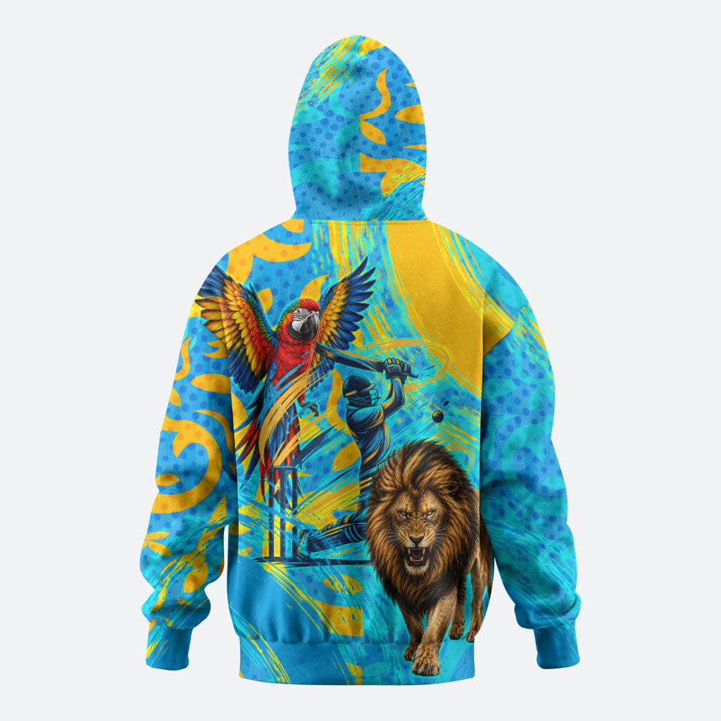 Saint Lucia Kings Cricket Zip Hoodie Crowned Lion And Parrot Half Style