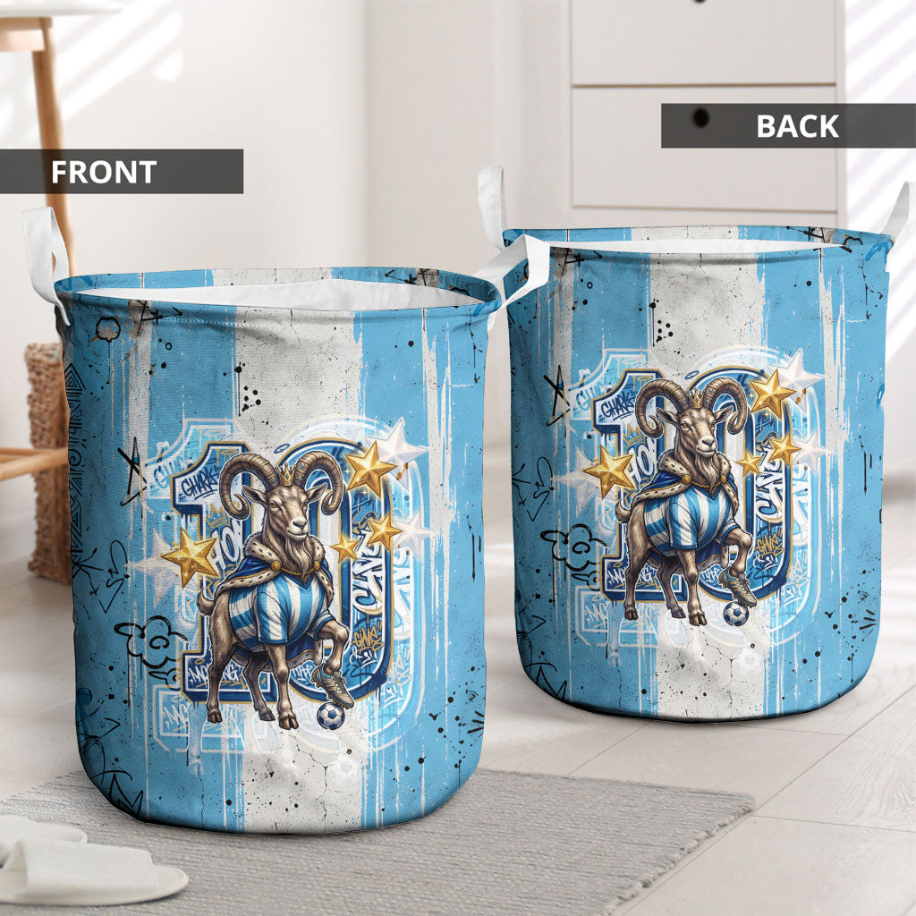 El Diez Argentina GOAT 10 Football Laundry Basket Goat Mascot King Crown Graffiti Art