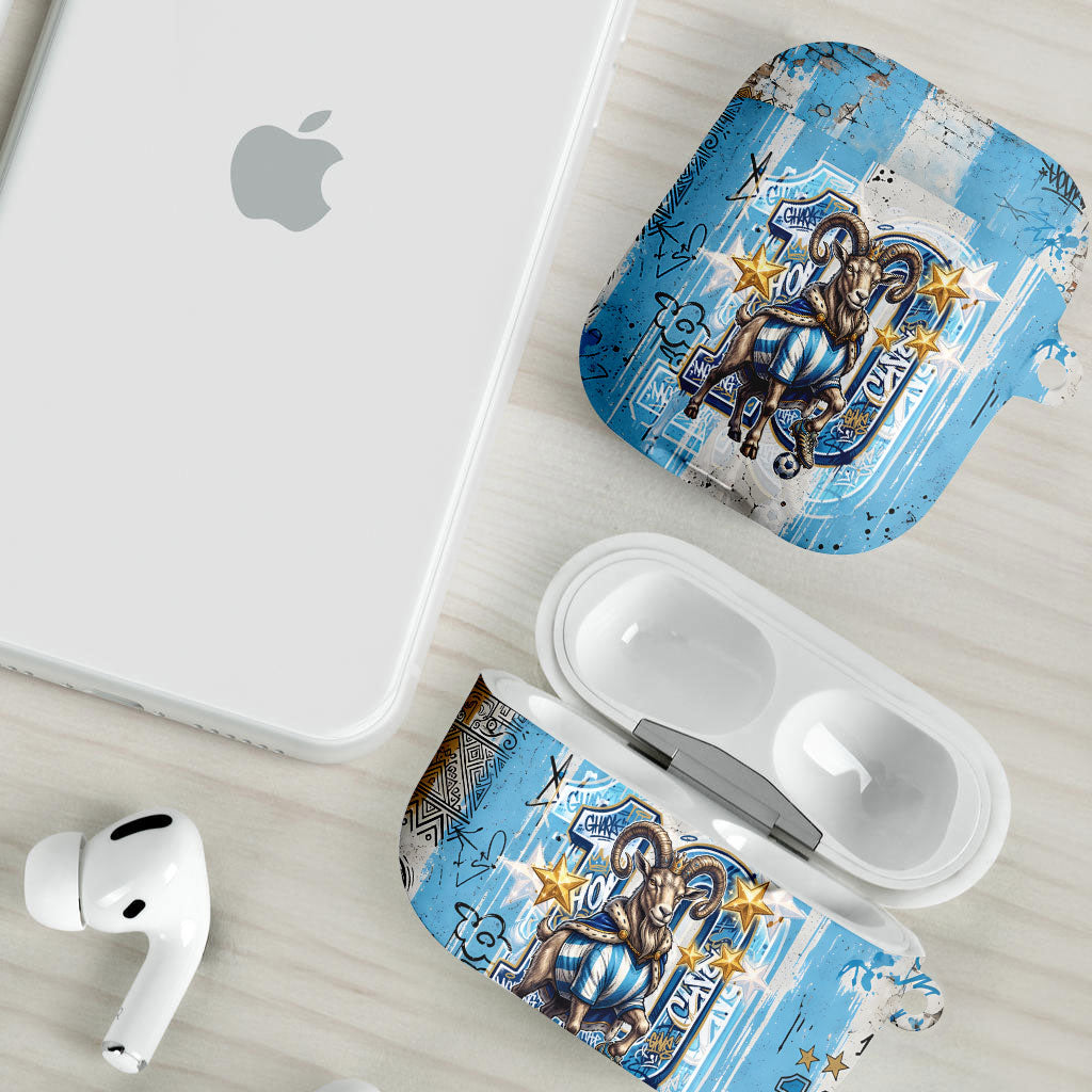 El Diez Argentina GOAT 10 Football AirPods Case Goat Mascot King Crown Graffiti Art