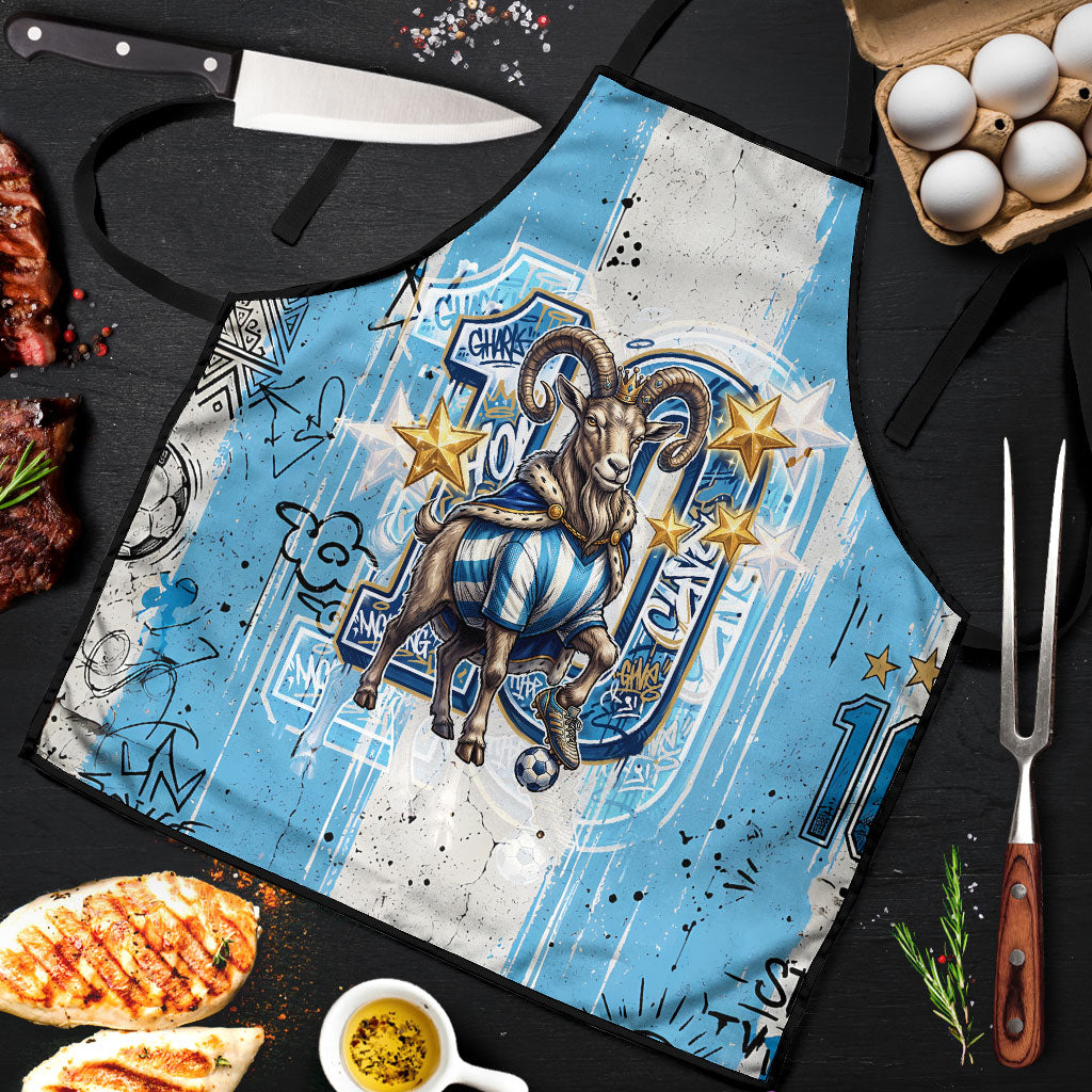 El Diez Argentina GOAT 10 Football Apron Goat Mascot King Crown Graffiti Art