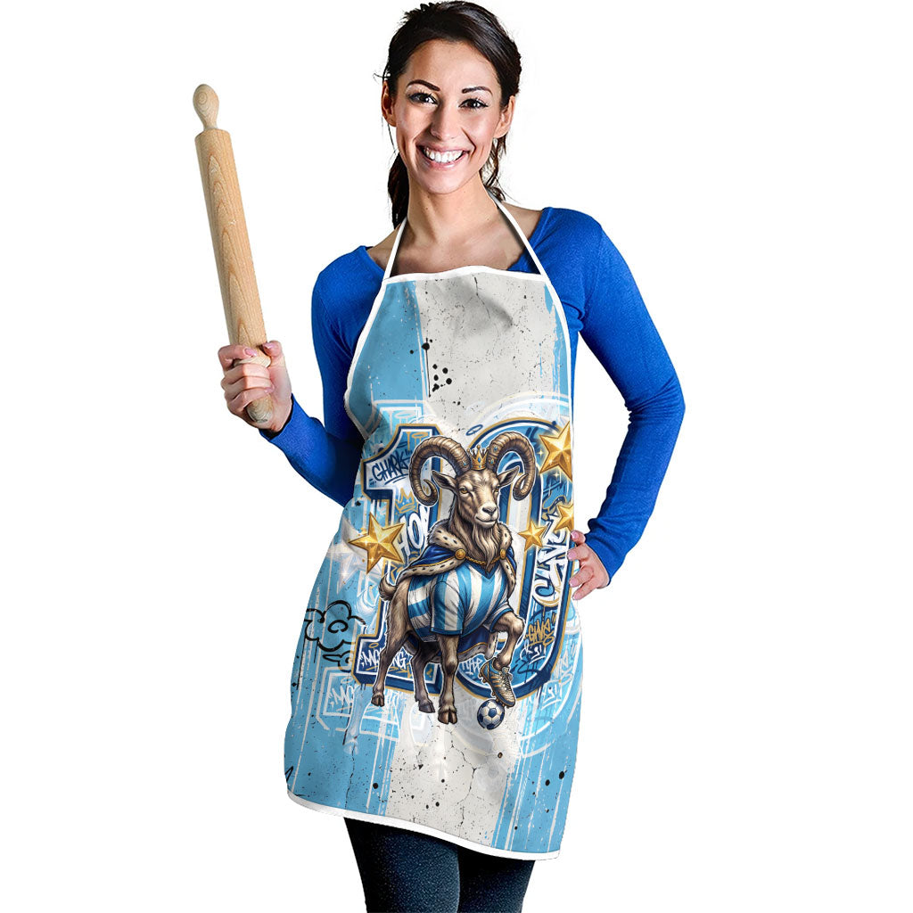 El Diez Argentina GOAT 10 Football Apron Goat Mascot King Crown Graffiti Art