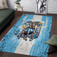 El Diez Argentina GOAT 10 Football Area Rug Goat Mascot King Crown Graffiti Art