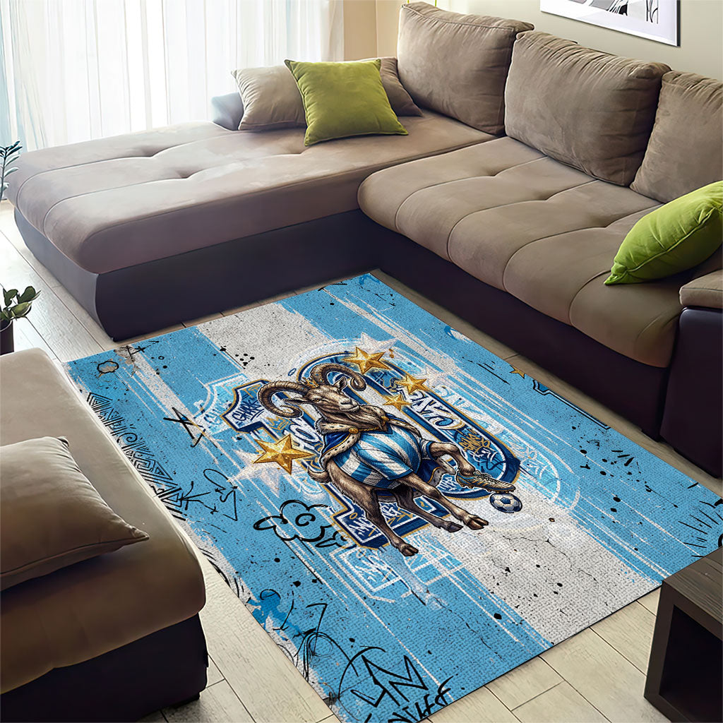 El Diez Argentina GOAT 10 Football Area Rug Goat Mascot King Crown Graffiti Art