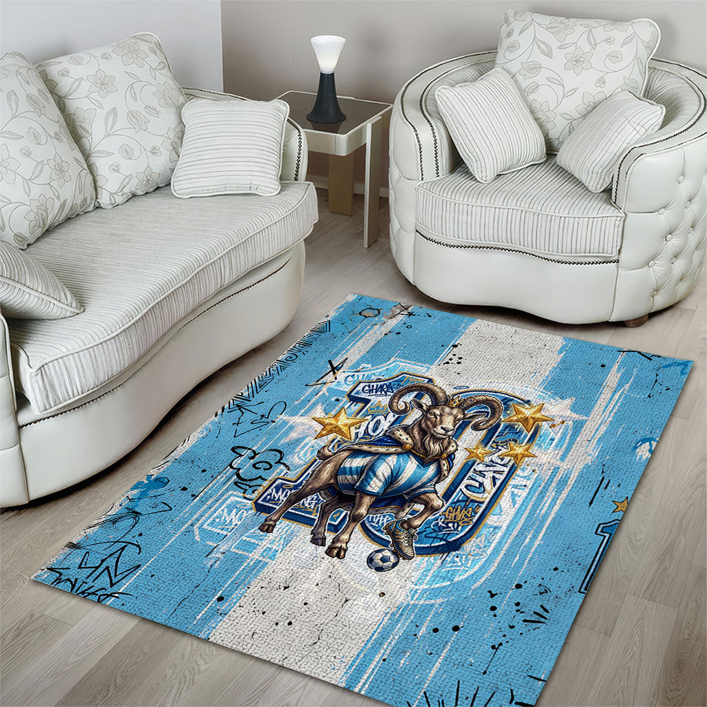 El Diez Argentina GOAT 10 Football Area Rug Goat Mascot King Crown Graffiti Art