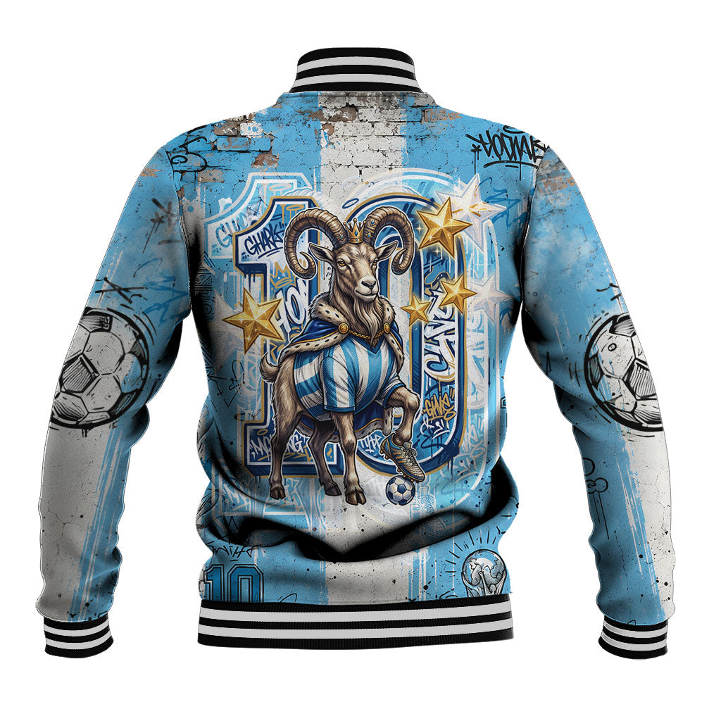 El Diez Argentina GOAT 10 Football Baseball Jacket Goat Mascot King Crown Graffiti Art