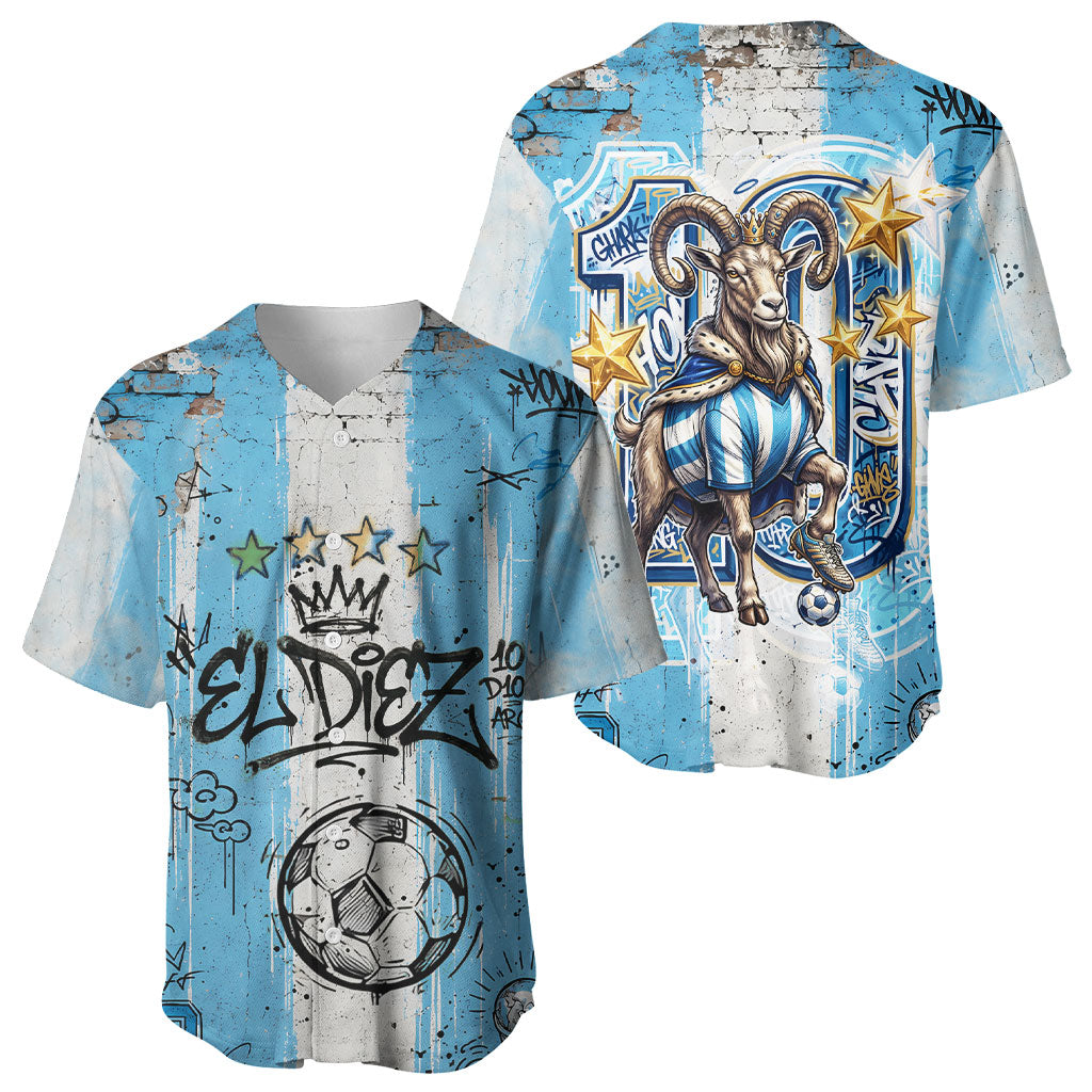 El Diez Argentina GOAT 10 Football Baseball Jersey Goat Mascot King Crown Graffiti Art