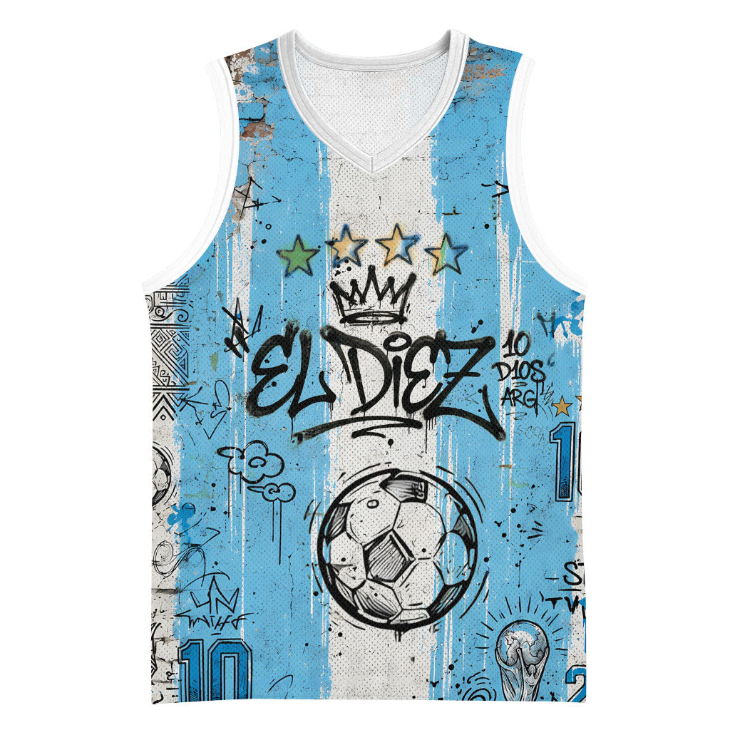 El Diez Argentina GOAT 10 Football Basketball Jersey Goat Mascot King Crown Graffiti Art
