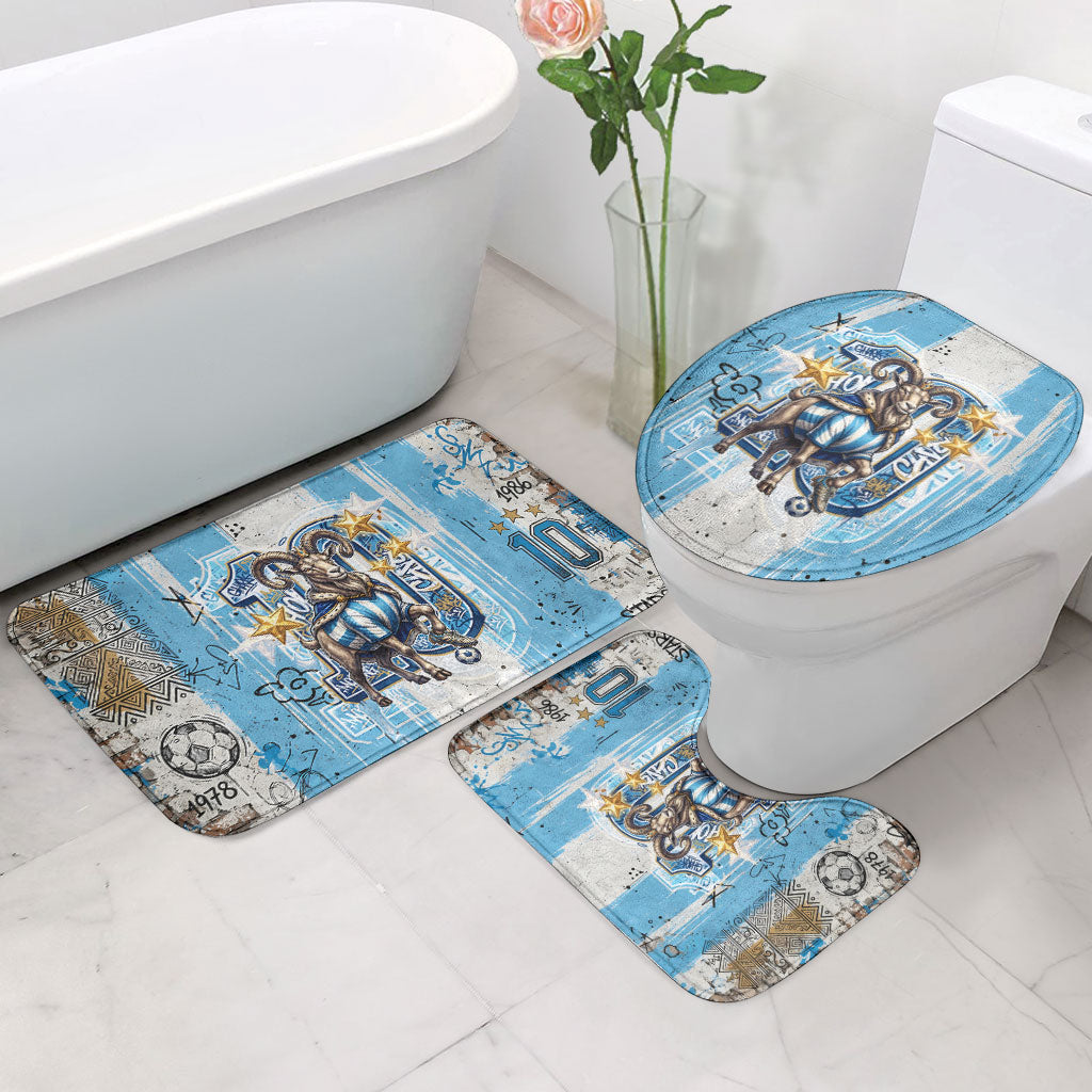 El Diez Argentina GOAT 10 Football Bathroom Set Goat Mascot King Crown Graffiti Art